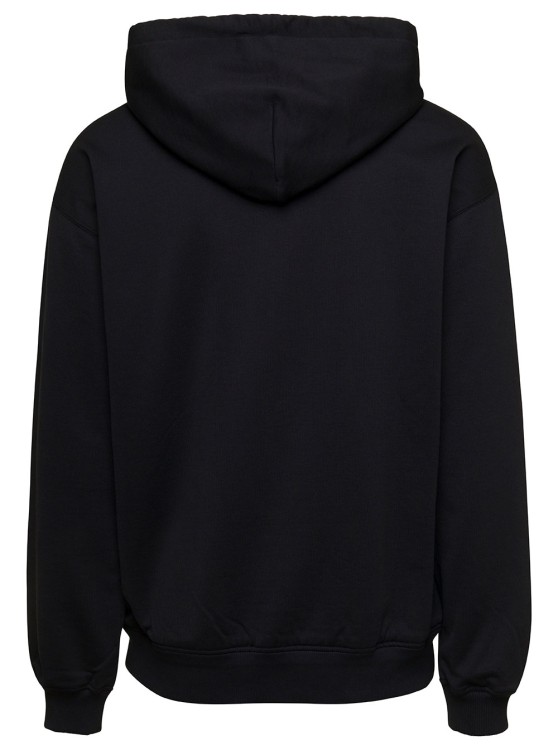 Shop Dolce & Gabbana Black Hoodie With Print And Fusible Rhinestone In Cotton