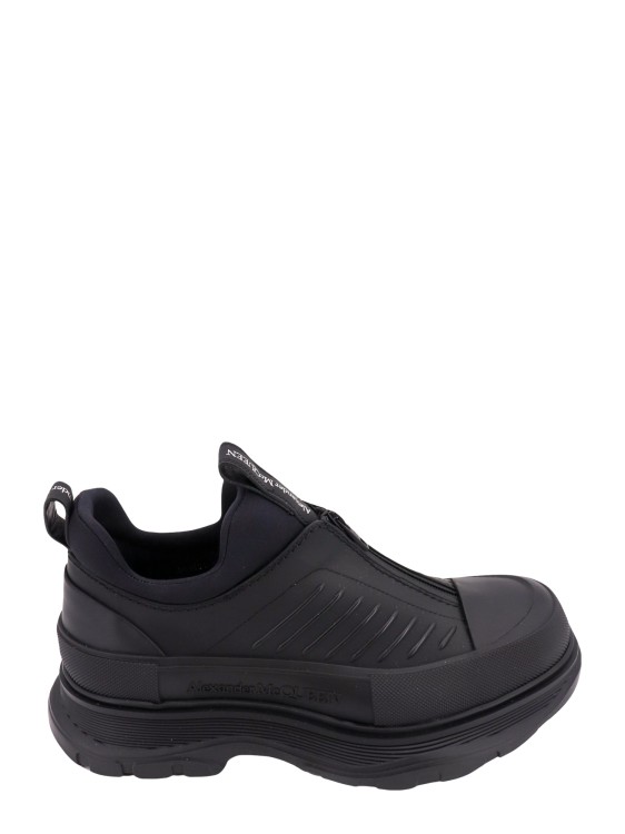 Shop Alexander Mcqueen Leather Sneakers With Neoprene Sock In Black