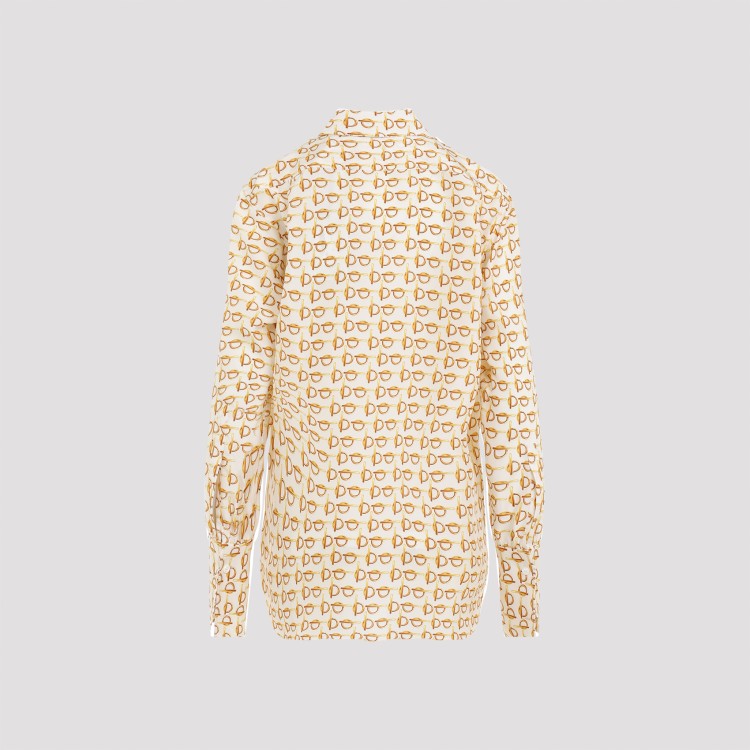 Burberry B-closure Print Silk Poplin Shirt In Neutrals