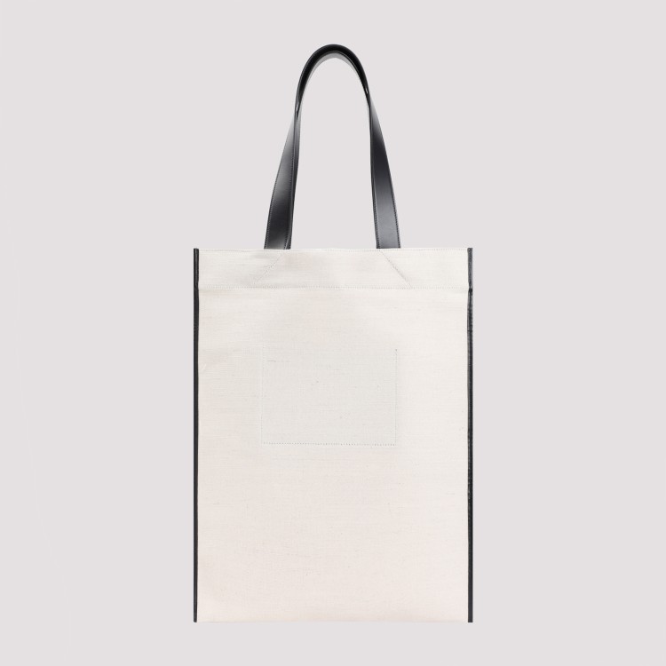 Jil Sander Natural White Cotton Border Book Tote Bag In White