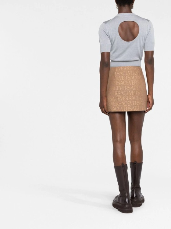 Shop Versace Allover Brown Mini Skirt In Pink