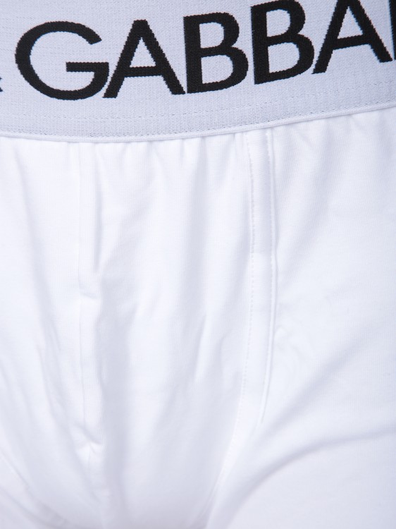 Shop Dolce & Gabbana Bi-elastic Cotton Boxer Shorts In White