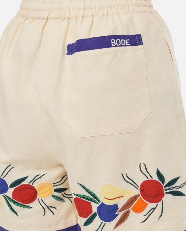 Shop Bode New York Linen Cotton Blend Fruit Details Shorts In Neutrals