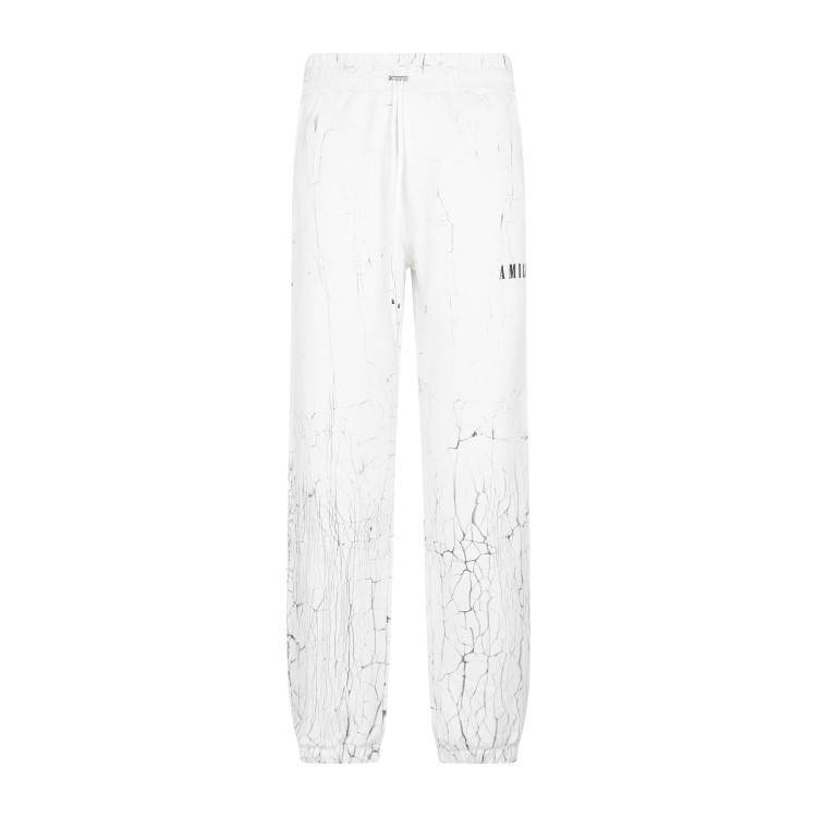 Shop Amiri White Cracked Dye Logo Sweatpants