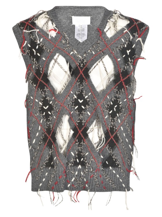 MAISON MARGIELA GREY CUT-OUT KNITTED TANK TOP