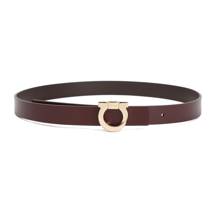 Shop Ferragamo Brown And Burgundy Reversible Onda Leather Belt