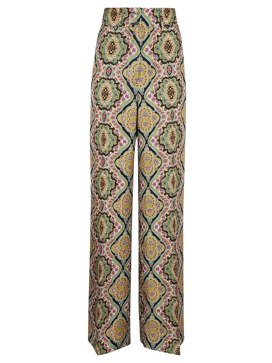 Shop Etro Silk Twill Trousers In Multicolor