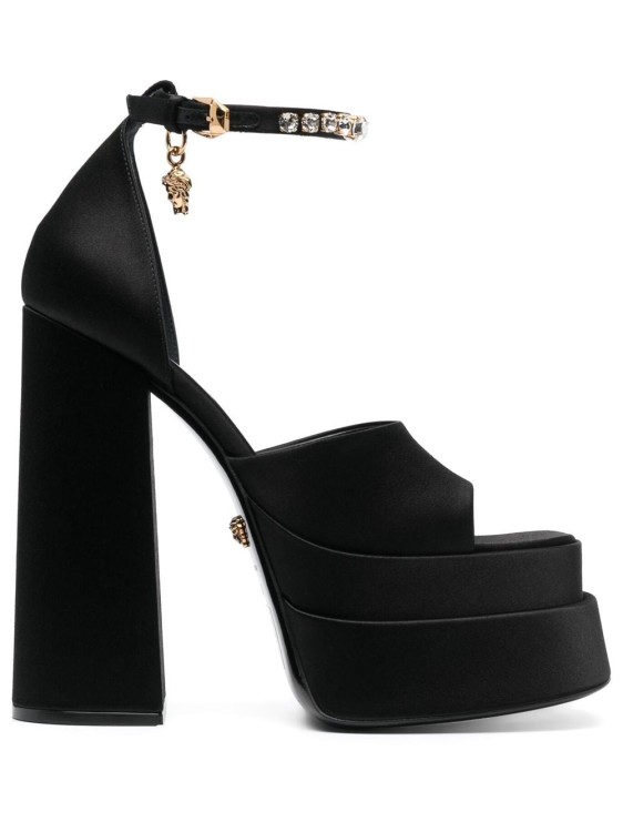 Versace Medusa Charm Platform Sandals In Black