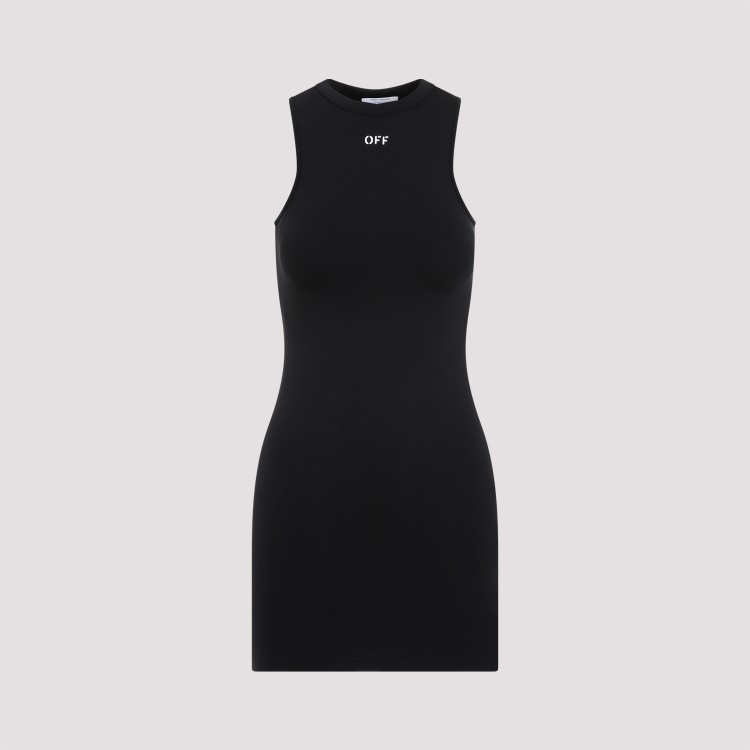 Shop Off-white Sleek Rowing Black White Polyamide Dress