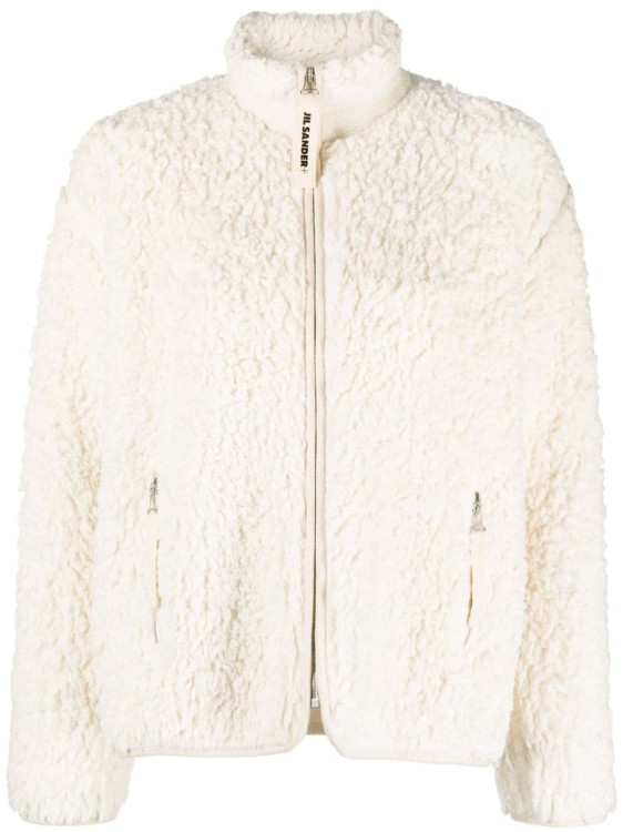 Shop Jil Sander White Fleece Jacket