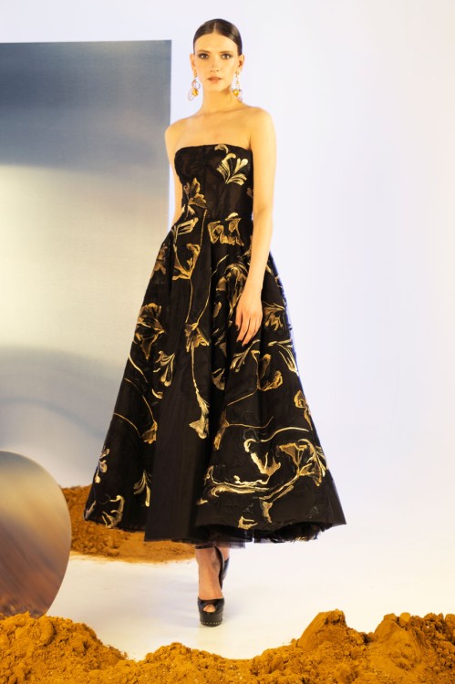 Shop Saiid Kobeisy Strapless Embroidered Midi Dress In Black