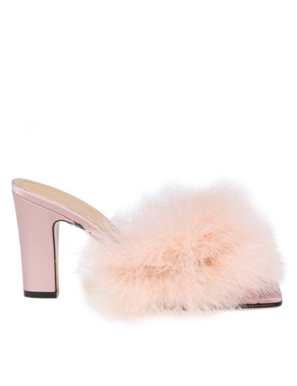 Shop Maison Margiela Mules With Pink Feathers In Neutrals