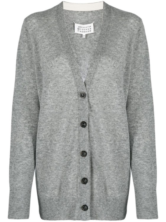 Maison Margiela V-neck Long-sleeve Cardigan In Grey