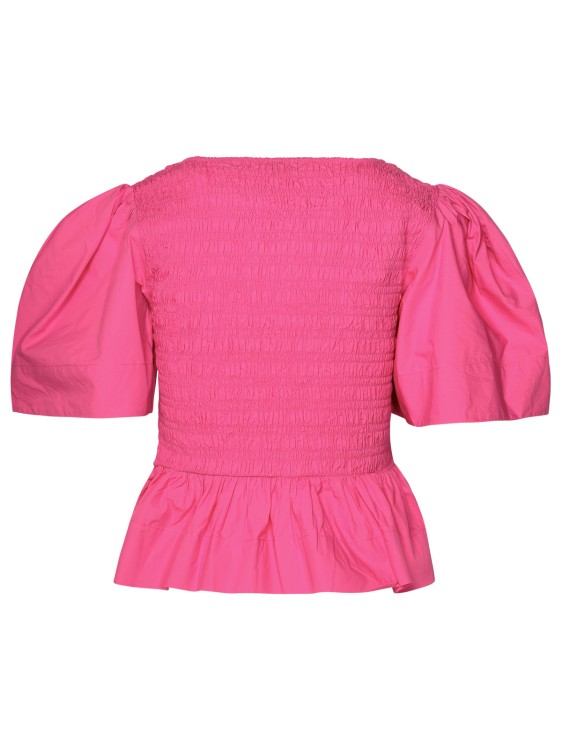 Shop Ganni Fuchsia Cotton Top In Pink