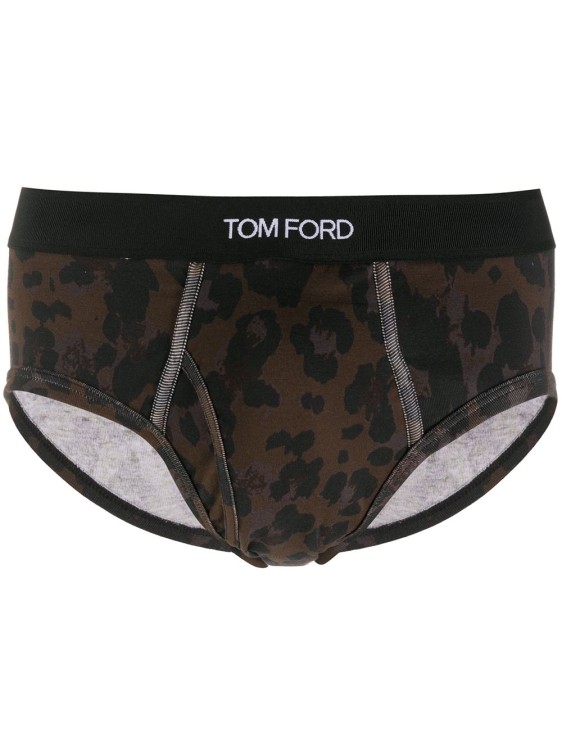 Tom Ford Leopard Cotton Briefs In Black