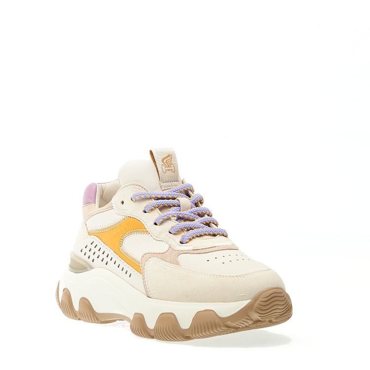 Shop Hogan Hyperactive Cream Leather Spoiler Lilac Laces In Neutrals