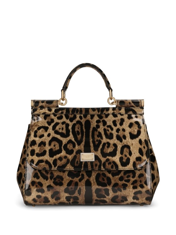 Dolce & Gabbana Medium Sicily Leopard-print Shoulder Bag In Black