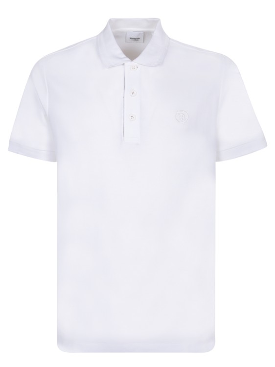 Shop Burberry Cotton Pique Polo Shirt In White