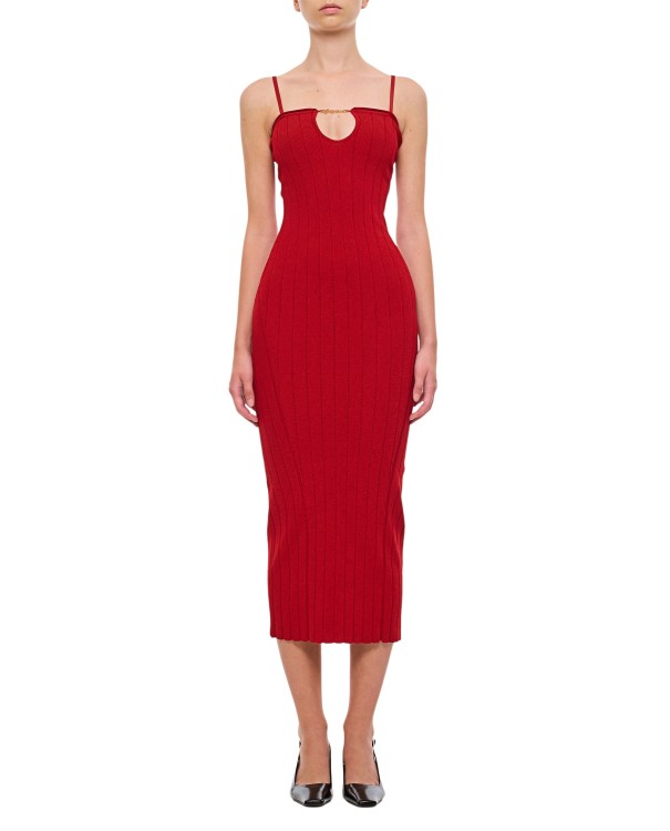 Shop Jacquemus La Robe Sierra Bretelles Viscose Midi Dress In Red