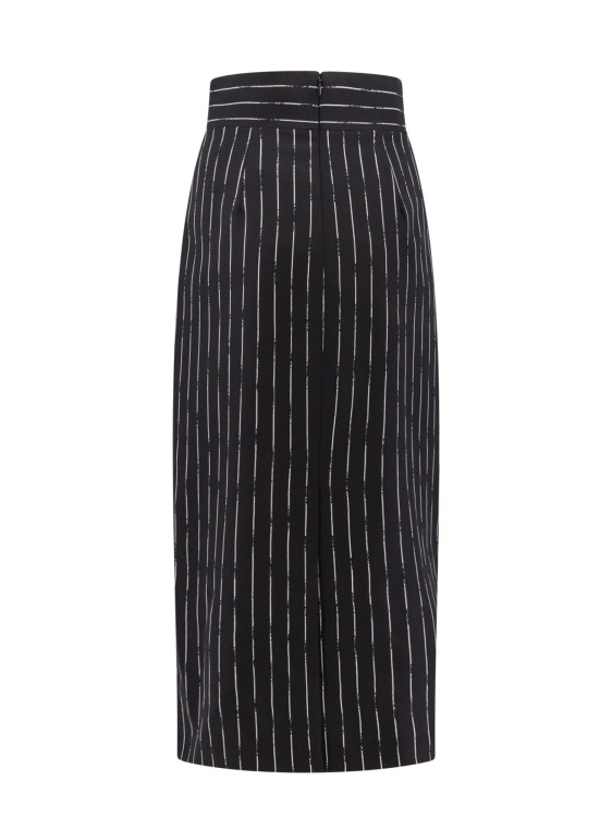 Shop Alexander Mcqueen Wool Skirt With Striped Motif In Black