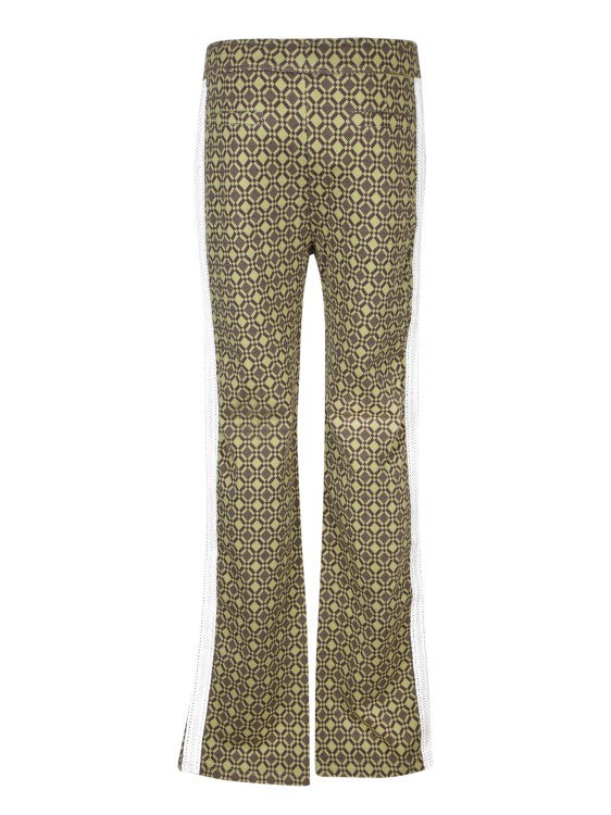 Shop Wales Bonner Flared Trousers With Geometric Pattern In Neutrals