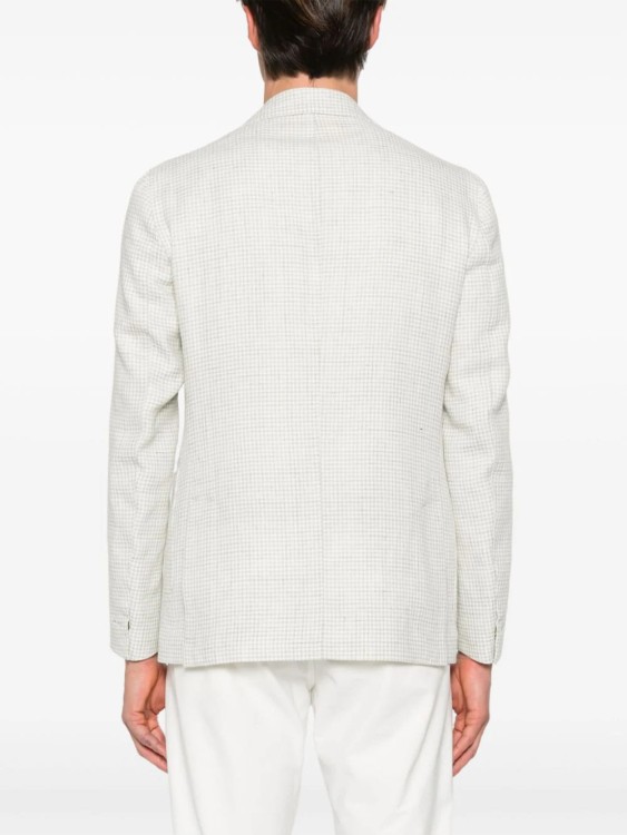 Shop Eleventy Gray Houndstooth Linen-blend Jacket In White