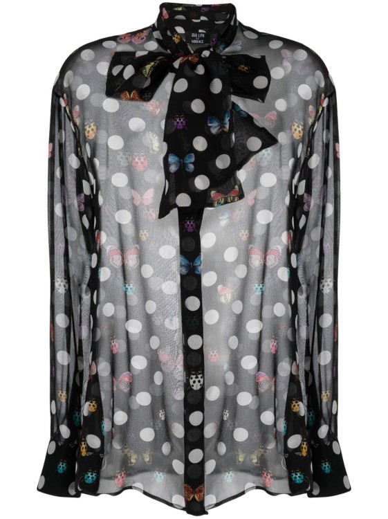 Shop Versace Butterflies-print Silk Shirt In Grey
