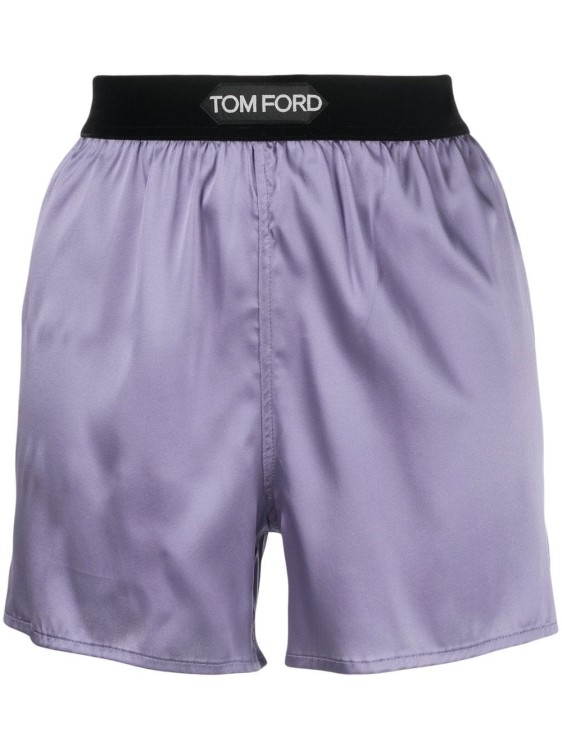 Tom Ford Purple Logo Waistband Shorts