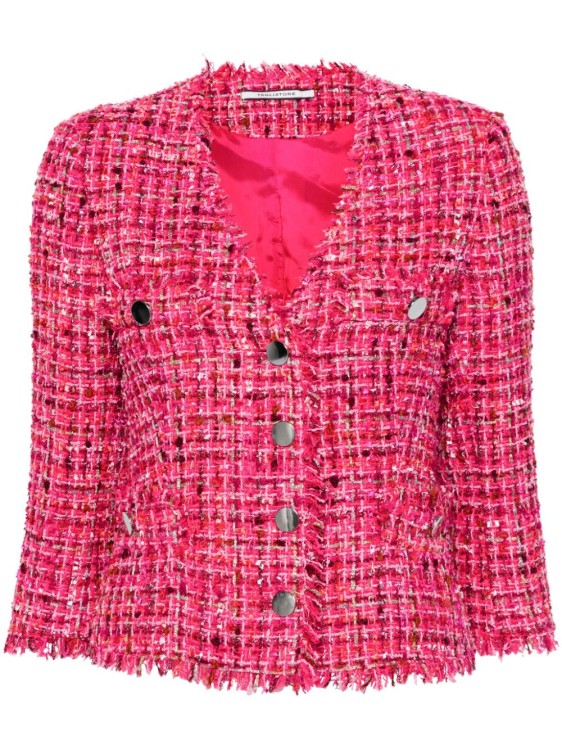 Shop Tagliatore Tweed Jacket In Pink