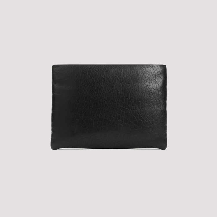 Shop Saint Laurent Black Logoed Leather Pouch
