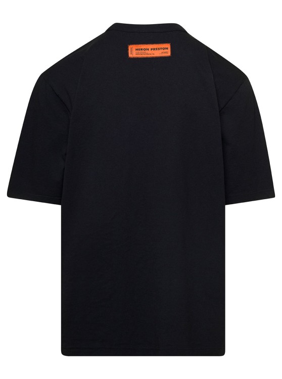 Shop Heron Preston Black T-shirt With Contrasting Logo Print In Cotton