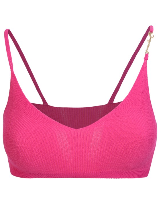 Shop Jacquemus Pink Le Bandeau Pralu One-shoulder Top
