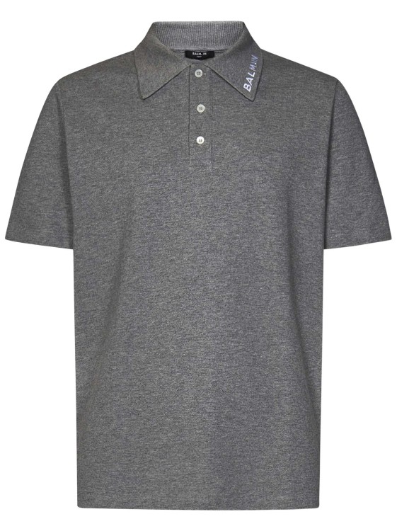 Shop Balmain Short-sleeved Polo Shirt In Grey