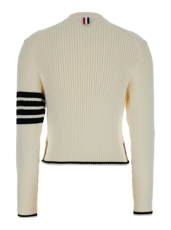 Thom Browne White Sweater With 4-bar Detail In Knit Woman In Neutrals