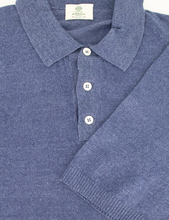 Shop Luigi Borrelli Blue Linen Polo Shirt In Green