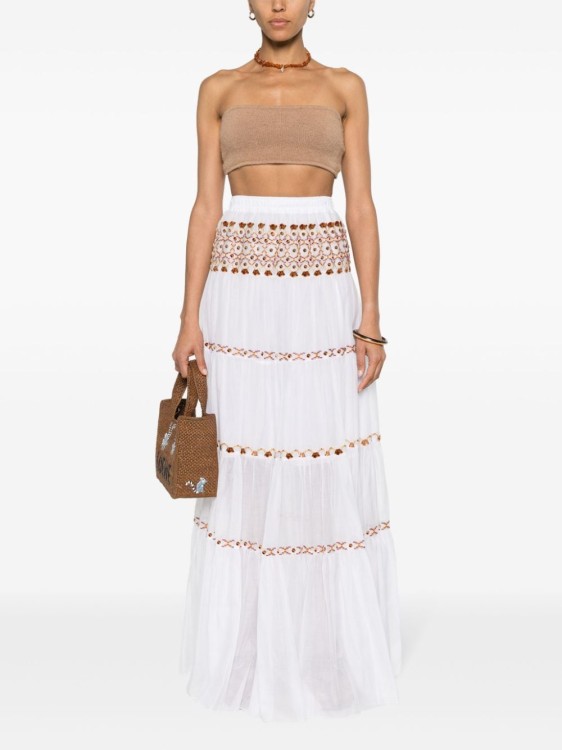 Shop Ermanno Scervino Long Skirt With Embroidery In White