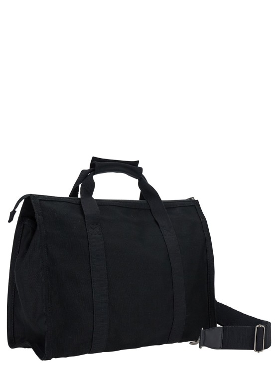 Shop Apc Black Gym Bag With Contrasting Logo Print In Cotton