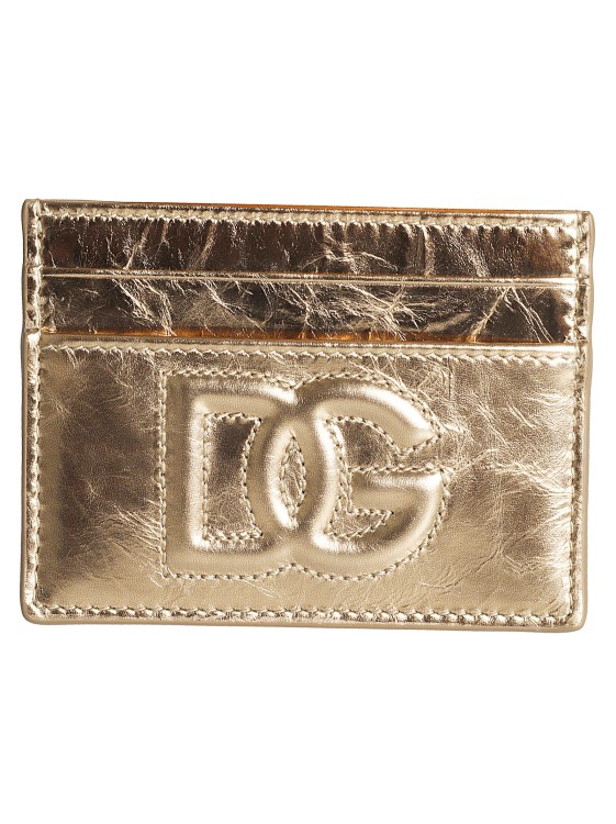 Dolce & Gabbana Embossed-logo Gold-tone Wallet In Neutrals