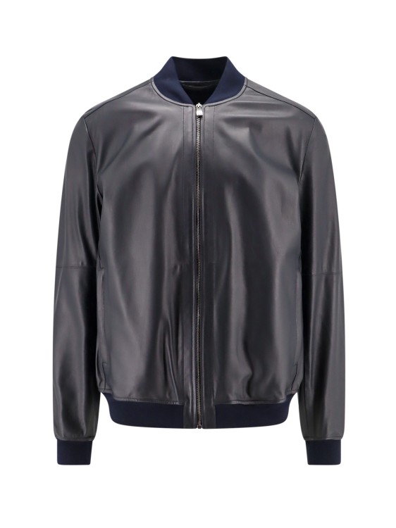 Shop Corneliani Leather Jacket In Black