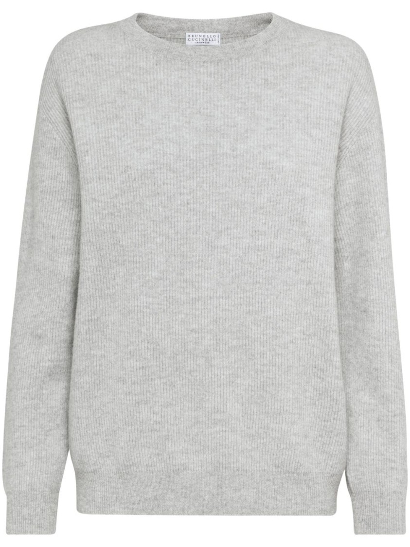 Brunello Cucinelli English Rib Knit Sweater In White