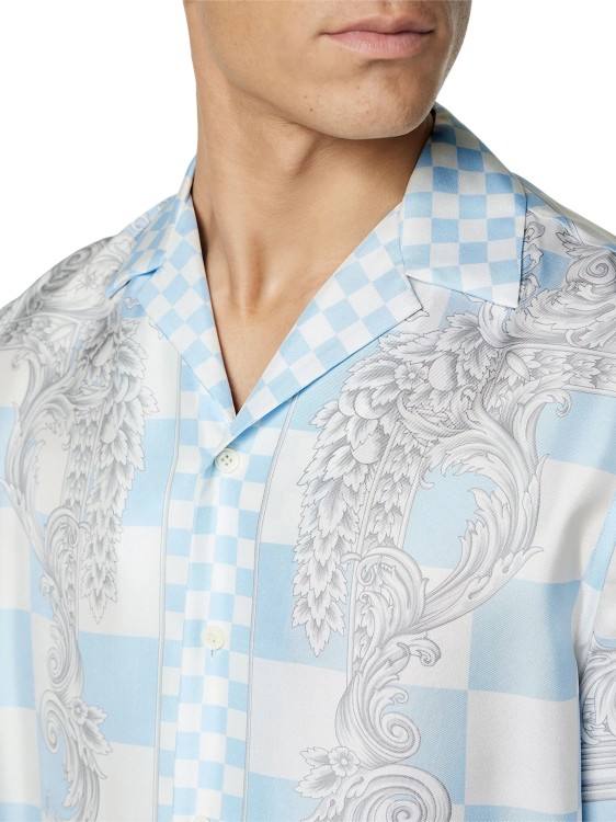 Shop Versace Multicolor Barocco Checkerboard-print Shirt
