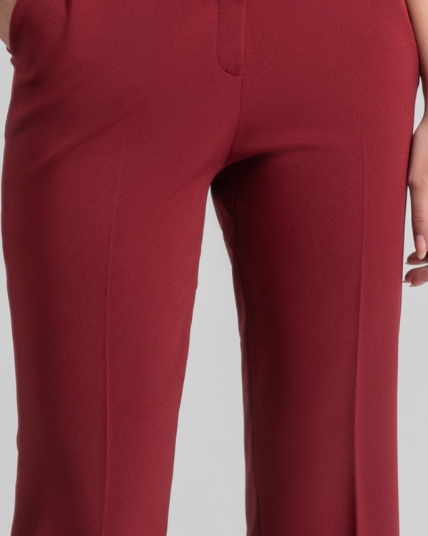Shop Gemy Maalouf Crepe Wine Pants - Pants In Red