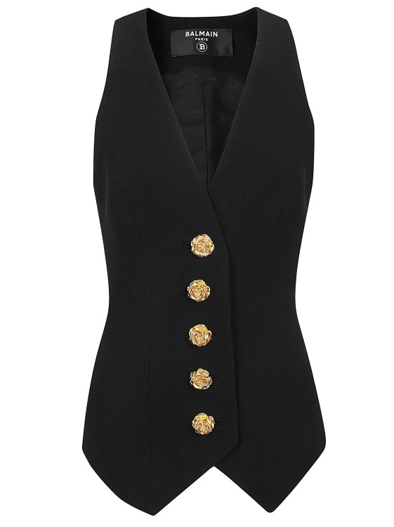 Balmain Tailored Double Crepe Waistcoat In Black