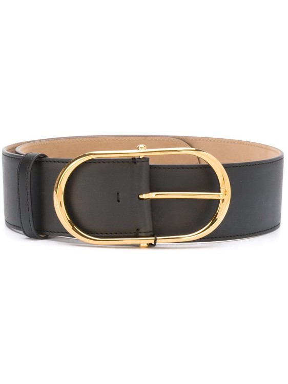 Shop Dolce & Gabbana Black Calf Leather Oval Buckle Belt In Grey