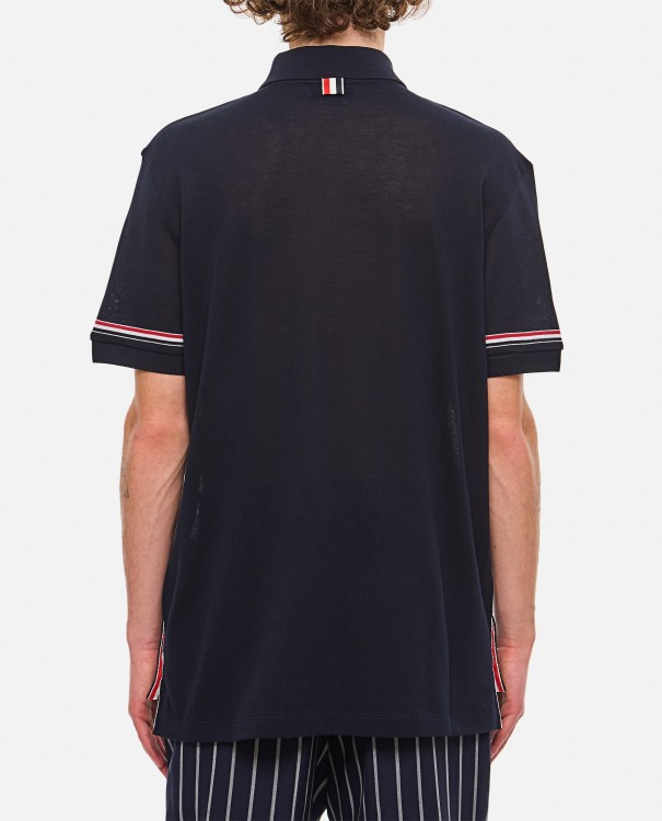 Shop Thom Browne Ribbed Cuff Polo Shirt In Black