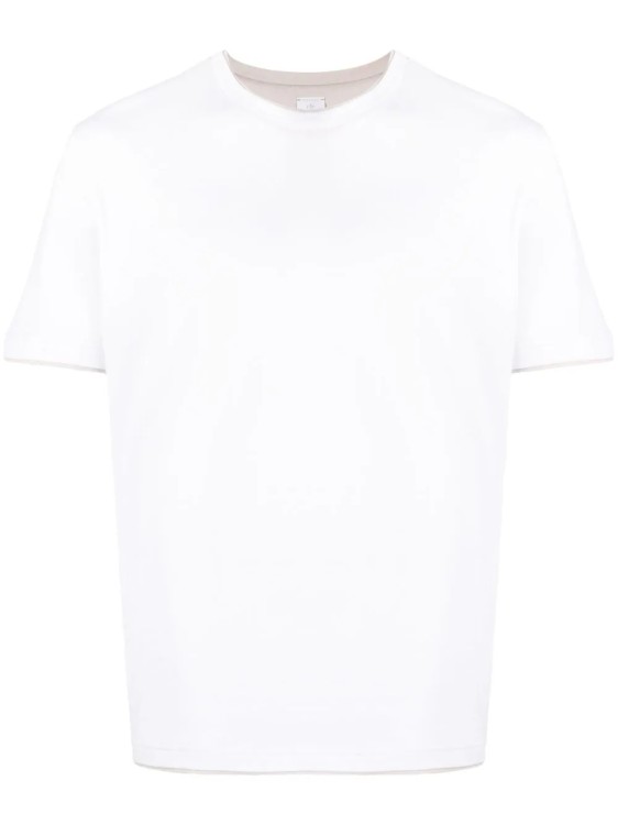 Shop Eleventy White Cotton T-shirt In Red