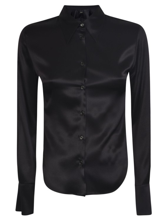 Shop Pinko Black Long-sleeve Silk Shirt