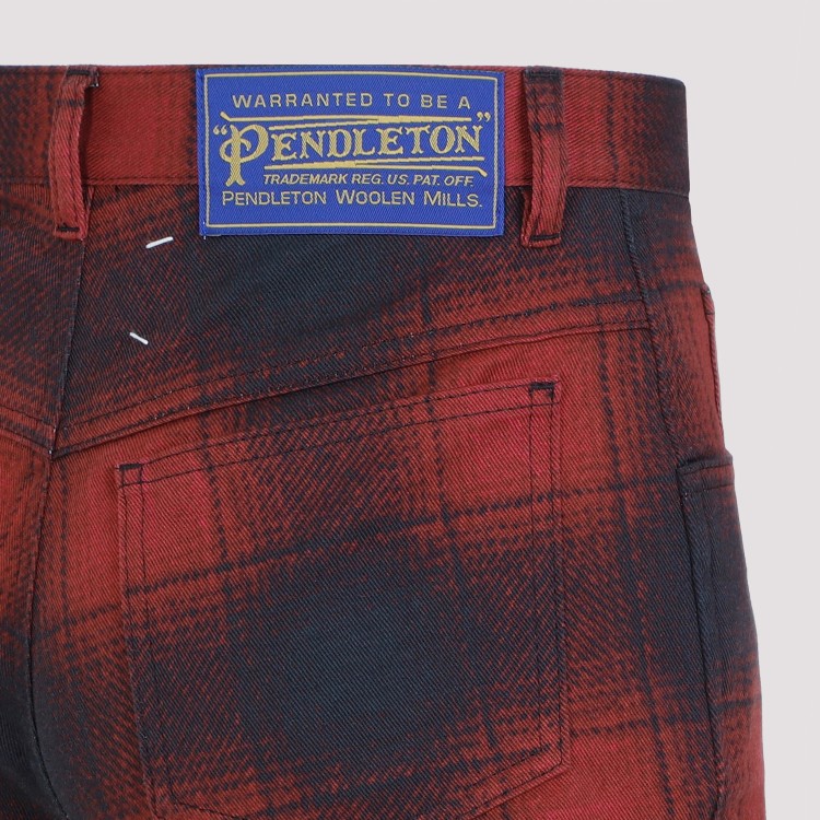 Shop Maison Margiela 5-pockets Black Red Cotton Jeans In Neutrals