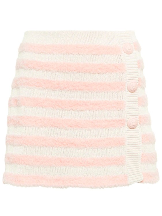 Shop Balmain Wool Mini Skirt In Pink