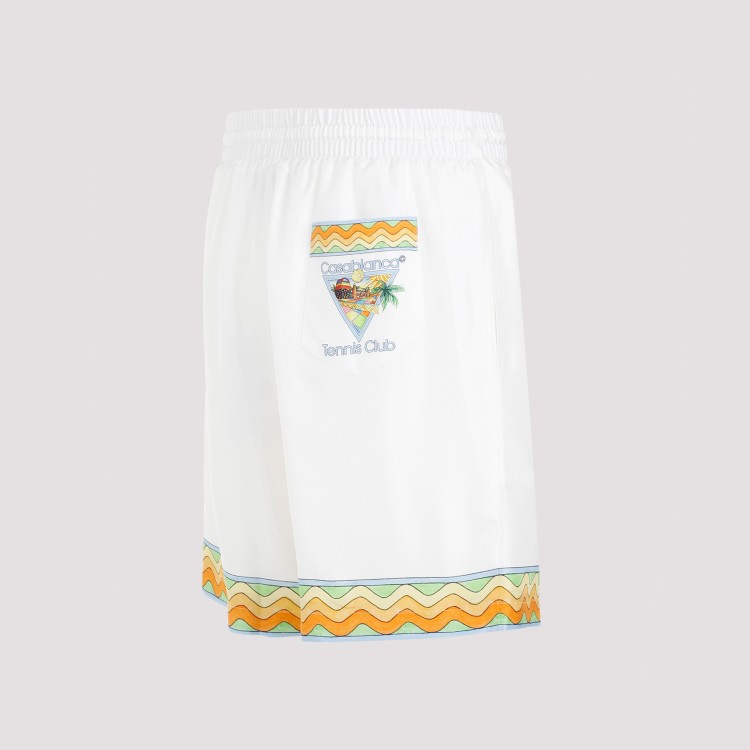 Shop Casablanca Afro Cubism White Silk Shorts